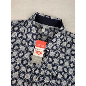 Cinch Long Sleeve‎ Button Up Shirt Womens Large Blue Floral Geometric Print NWT